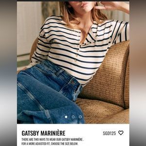 Sezane women’s blue & white Breton Mariniere striped longsleeve top. SIZE SMALL.